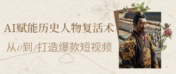 AI赋能历史人物复活术：从0到1打造爆款短视频，7天涨粉10W，小白也能月入过1W小白网创_互联网创业项目_网络创业小白网创