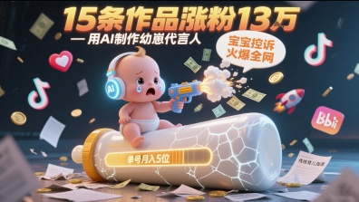 用AI制作幼崽代言人，宝宝的控诉火爆全网，15条作品涨粉13W，单号月入5位数实操教程小白网创_互联网创业项目_网络创业小白网创