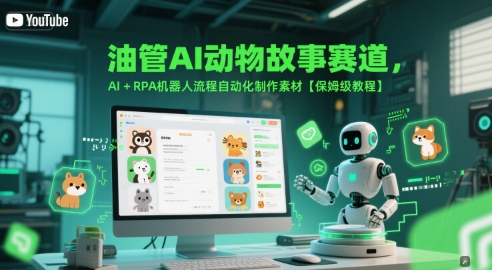 油管AI动物故事赛道，AI+RPA机器人流程自动化制作素材【保姆级教程】小白网创_互联网创业项目_网络创业小白网创