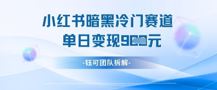 小红书冷门”暗黑”赛道，单日收益多张小白网创_互联网创业项目_网络创业小白网创