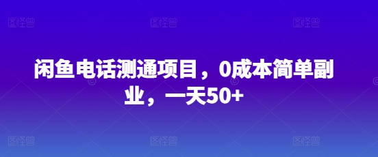 闲鱼电话测通项目，0成本简单副业，一天50+小白网创_互联网创业项目_网络创业小白网创