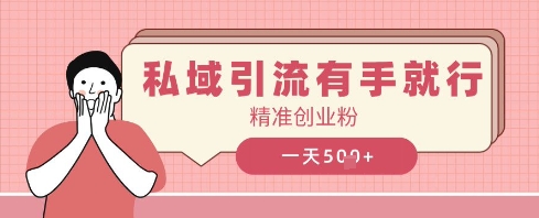 私域引流有手就行，日引500+精准创业粉小白网创_互联网创业项目_网络创业小白网创