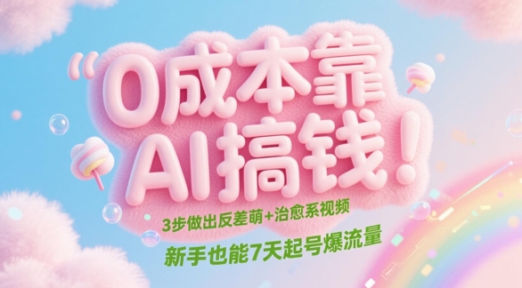 0成本靠AI搞钱！3步做出反差萌+治愈系视频，新手也能7天起号爆流量小白网创_互联网创业项目_网络创业小白网创