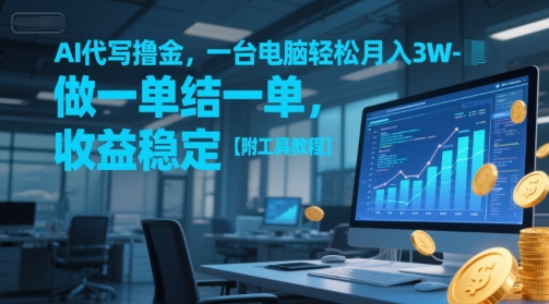 AI代写撸金，一台电脑轻松月入1-3W，做一单结一单，收益稳定【附工具教程】小白网创_互联网创业项目_网络创业小白网创