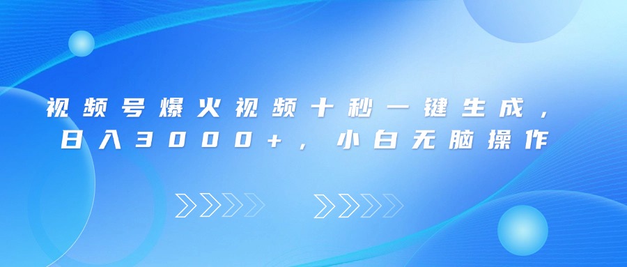 （14181期）视频号爆火视频十秒一键生成，日入3000+，小白无脑操作小白网创_互联网创业项目_网络创业小白网创