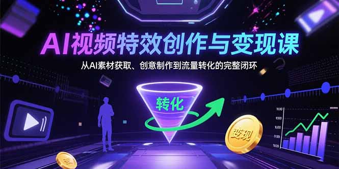 （15587期）AI视频特效创作与变现课：从AI素材获取、创意制作到流量转化的完整闭环小白网创_互联网创业项目_网络创业小白网创