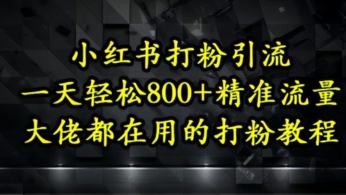 小红书打粉引流，一天轻松500+精准流量，大佬都在用的打粉教程小白网创_互联网创业项目_网络创业小白网创