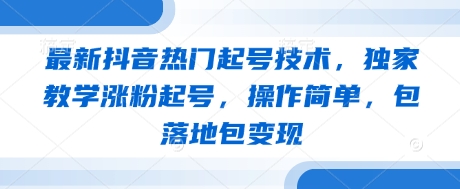 最新抖音热门起号技术，独家教学涨粉起号，操作简单，包落地包变现小白网创_互联网创业项目_网络创业小白网创