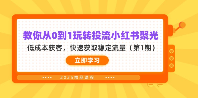 （14260期）教你从0到1玩转投流小红书聚光，低成本获客，快速获取稳定流量（第1期）小白网创_互联网创业项目_网络创业小白网创
