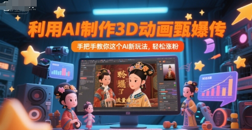 利用AI制作3D动画甄嬛传，流量爆了，手把手教你这个AI新玩法，轻松涨粉小白网创_互联网创业项目_网络创业小白网创