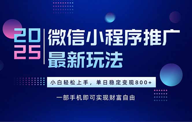 （15603期）25年下半年微信小程序推广最新玩法，轻松日入800+小白网创_互联网创业项目_网络创业小白网创