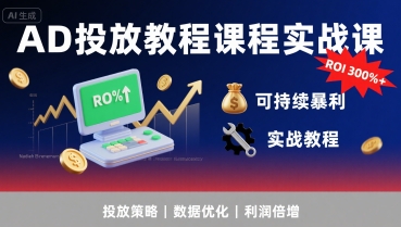 AD投放教程课程实战课，实现广告ROI300%+可持续暴利小白网创_互联网创业项目_网络创业小白网创