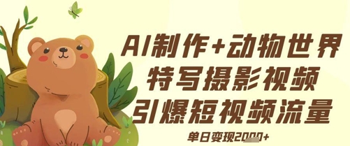 AI制作动物世界特写摄影视频+引爆短视频流量+单日变现多张小白网创_互联网创业项目_网络创业小白网创