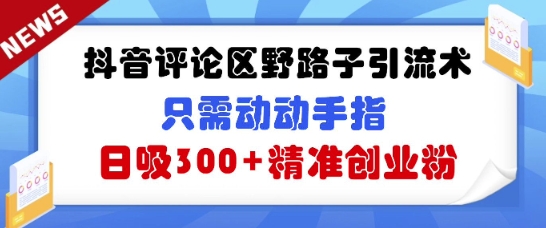 抖音评论区野路子引流术，只需动动手指，日吸300+精准创业粉小白网创_互联网创业项目_网络创业小白网创