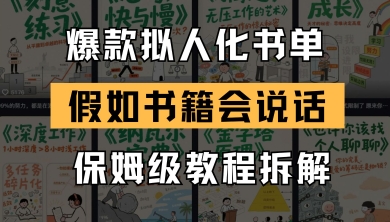 最新爆款拟人化书单玩法，假如书籍会说话，保姆级教程小白网创_互联网创业项目_网络创业小白网创