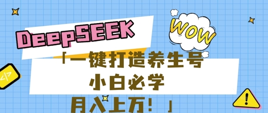 25年最新风口，用DeepSeek做养生号，小白必学，日入数张，一条作品涨粉1W+小白网创_互联网创业项目_网络创业小白网创