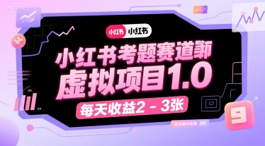 小红书考题赛道虚拟项目1.0，项目操作简单，每天收益2-3张小白网创_互联网创业项目_网络创业小白网创
