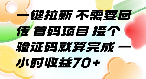 一键拉新 不需要回传 首码项目 接个验证码就算完成 一小时收益70+【揭秘】小白网创_互联网创业项目_网络创业小白网创