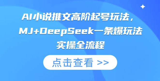 AI小说推文高阶起号玩法，MJ+DeepSeek一条爆玩法实操全流程小白网创_互联网创业项目_网络创业小白网创