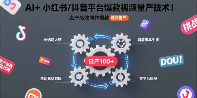 （15624期）AI+小红书/抖音平台爆款视频量产技术：高产高效创作爆款视频！小白网创_互联网创业项目_网络创业小白网创
