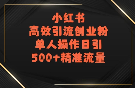 小红书高效引流创业粉，单人操作日引500+精准流量小白网创_互联网创业项目_网络创业小白网创