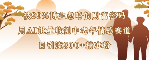 被99%博主忽略的财富密码：用AI批量收割中老年情感赛道，日引流300+精准粉小白网创_互联网创业项目_网络创业小白网创