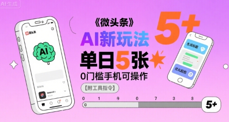 微头条AI新玩法，小白单日5张+，0门槛手机可操作【附工具指令】小白网创_互联网创业项目_网络创业小白网创
