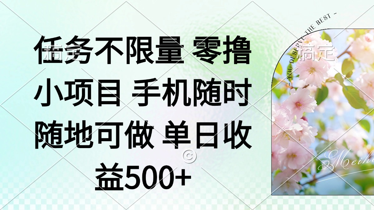 （14391期）零撸小项目 手机随时可做 任务不限量 单日收益500＋小白网创_互联网创业项目_网络创业小白网创