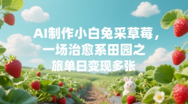 AI制作小白兔采草莓，一场治愈系田园之旅单日变现多张小白网创_互联网创业项目_网络创业小白网创
