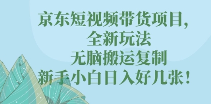 京东短视频带货项目，全新玩法，无脑搬运复制，新手小白日入好几张!小白网创_互联网创业项目_网络创业小白网创