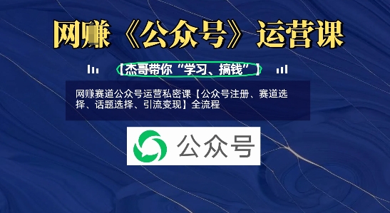 网创赛道公众号运营私密课【公众号注册、赛道选择、话题选择、引流变现】全流程小白网创_互联网创业项目_网络创业小白网创