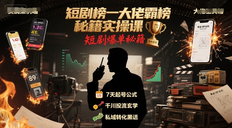 短剧榜一大佬霸榜秘籍实操课，短剧爆单秘籍小白网创_互联网创业项目_网络创业小白网创