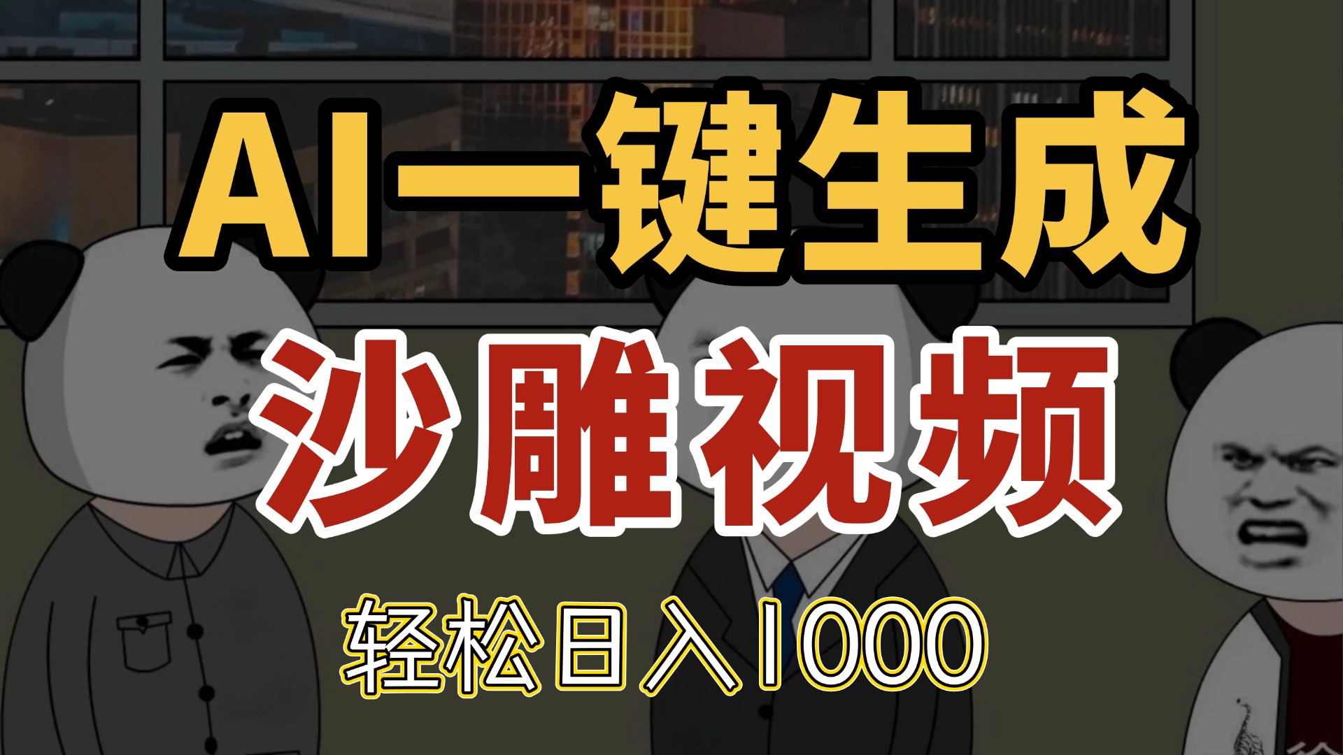 （14756期）AI一键生成沙雕视频，一条视频千万播放，轻松日入1000小白网创_互联网创业项目_网络创业小白网创