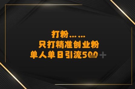 打粉只打精准创业粉，单人单日引流500+小白网创_互联网创业项目_网络创业小白网创