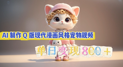 AI制作Q版现代漫画风格宠物视频，单日变现几张小白网创_互联网创业项目_网络创业小白网创