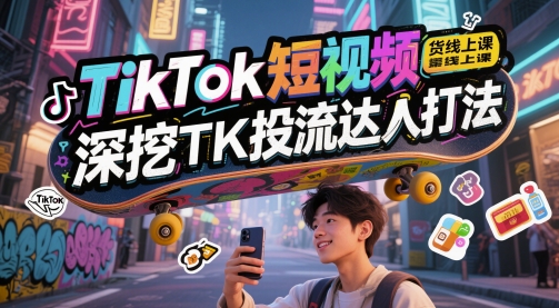 TikTok短视频带货线上课，深挖TK投流达人打法小白网创_互联网创业项目_网络创业小白网创