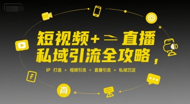 短视频+直播私域引流全攻略，IP打造 +视频引流 +直播引流 +私域沉淀小白网创_互联网创业项目_网络创业小白网创