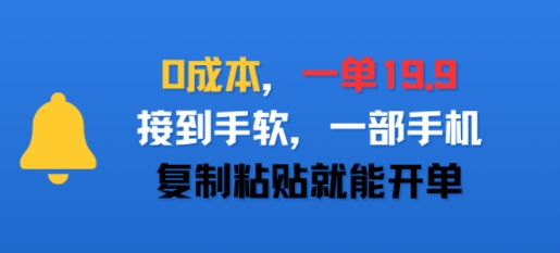 0成本，一单19.9，接到手软，一部手机，复制粘贴就能开单小白网创_互联网创业项目_网络创业小白网创