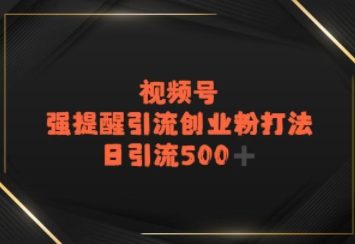 视频号强提醒引流，日引流500+精准创业粉？小白网创_互联网创业项目_网络创业小白网创