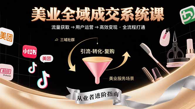 （15650期）美业全域成交系统课程：帮助美业从业者打通从流量获取到高效变现全流程小白网创_互联网创业项目_网络创业小白网创