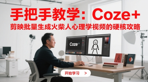 手把手教学：Coze + 剪映批量生成火柴人心理学视频的硬核攻略小白网创_互联网创业项目_网络创业小白网创