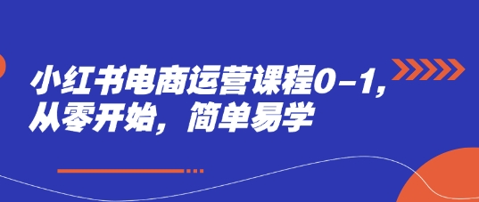 小红书电商运营课程0-1，从零开始，简单易学小白网创_互联网创业项目_网络创业小白网创