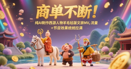 商单不断！纯AI制作西游人物羊毛毡版文旅MV，流量+节目效果统统拉满小白网创_互联网创业项目_网络创业小白网创