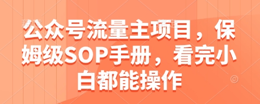 公众号流量主项目，保姆级SOP手册，看完小白都能操作小白网创_互联网创业项目_网络创业小白网创
