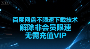 百度网盘不限速下载技术，解除非会员限速，无需充值VIP小白网创_互联网创业项目_网络创业小白网创