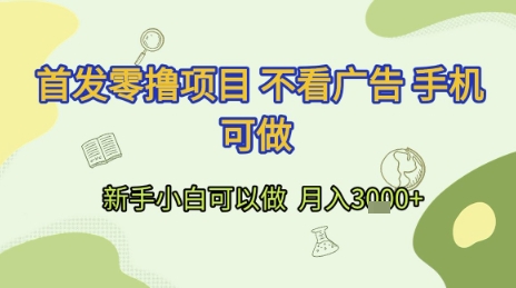 首发零撸项目 不看广告 手机可做 新手小白可以做  月入3k+【揭秘】小白网创_互联网创业项目_网络创业小白网创