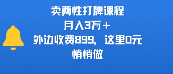 卖两性打牌课程，月入3W+外边收费899的课程，这里0元，悄悄做小白网创_互联网创业项目_网络创业小白网创