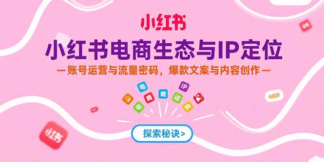 （15350期）小红书电商生态与IP定位，账号运营与流量密码，爆款文案与内容创作小白网创_互联网创业项目_网络创业小白网创
