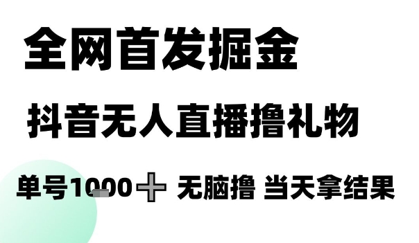 全网首发掘金抖音无人直播撸礼物，单号1k +无脑撸，当天拿结果【揭秘】小白网创_互联网创业项目_网络创业小白网创