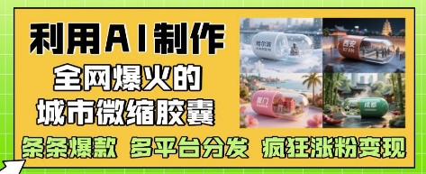 利用AI制作全网爆火的城市微缩胶囊，条条爆款， 多平台分发，疯狂涨粉变现小白网创_互联网创业项目_网络创业小白网创